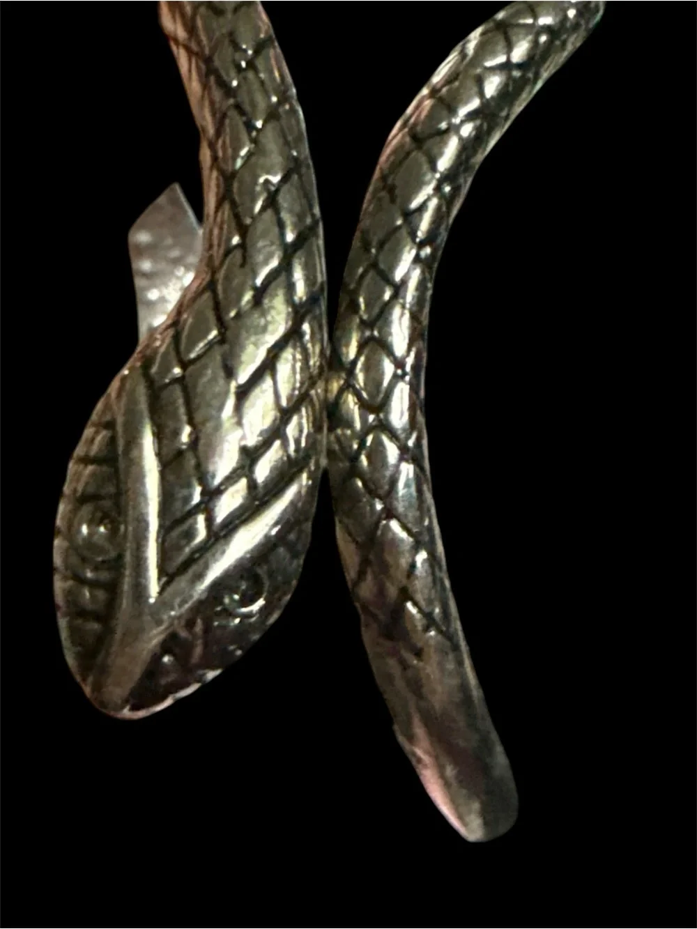 Vintage Silver Tone Hinged Serpent / Snake Cuff Bracelet⁠